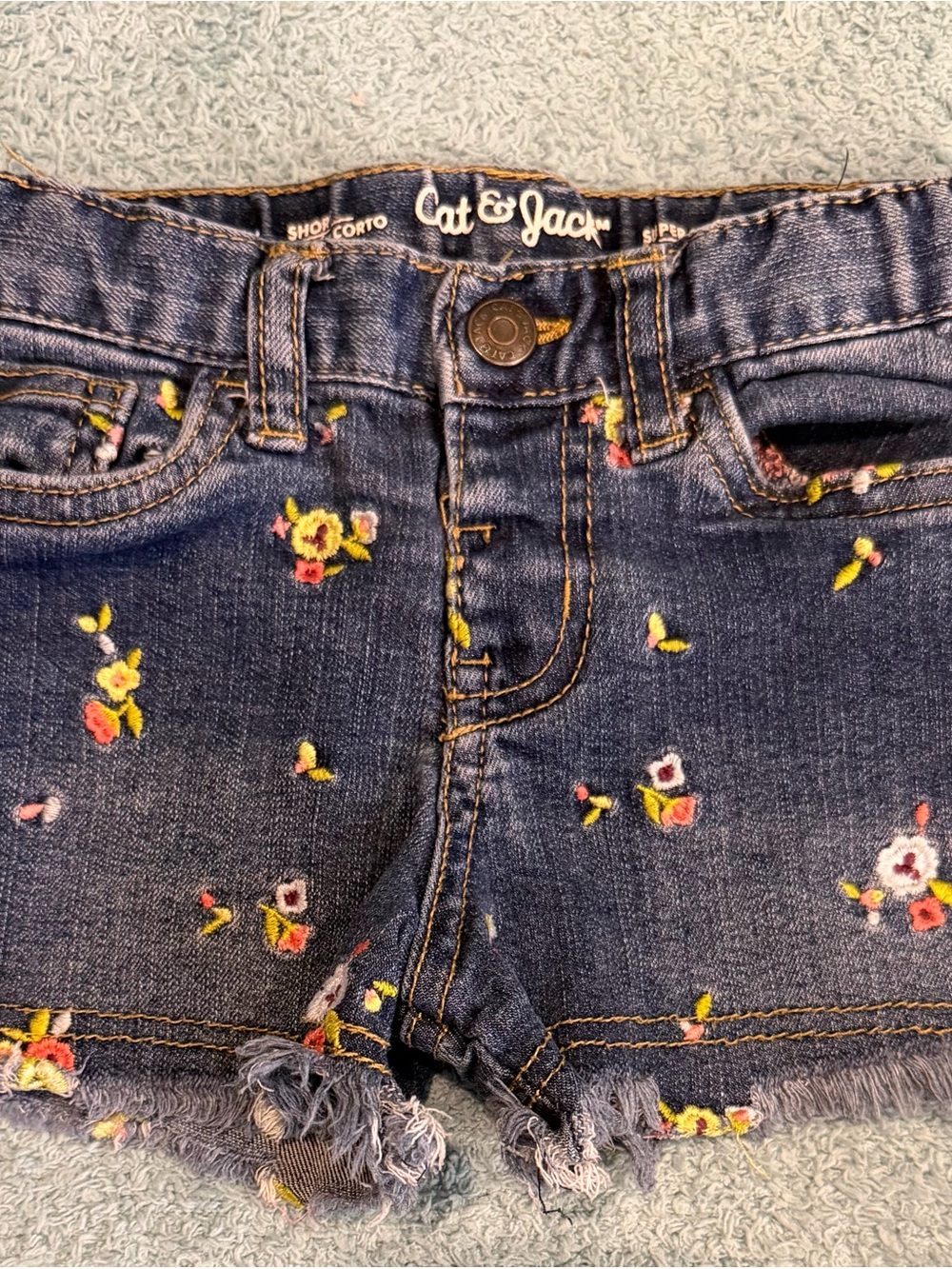 Cat & Jack Floral Denim Children’s Shorts 5T Super Stretch Jeans